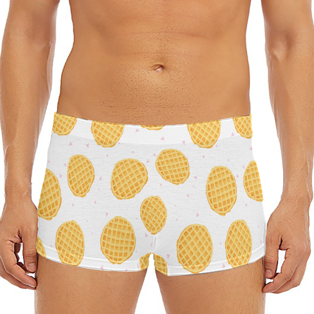 Cute Waffle Pattern Print Men's Short Boxer Briefs
