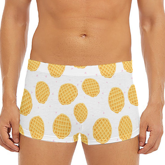 Cute Waffle Pattern Print Men's Short Boxer Briefs