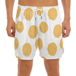 Cute Waffle Pattern Print Men's Split Running Shorts