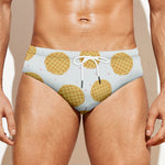 Cute Waffle Pattern Print Men's Swim Briefs