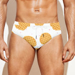 Cute Waffle Pattern Print Men's Swim Briefs
