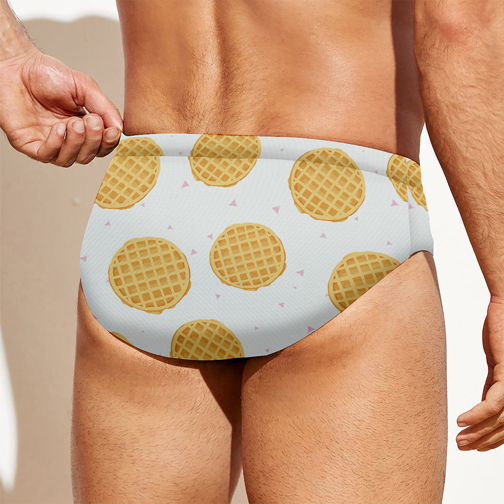 Cute Waffle Pattern Print Men's Swim Briefs