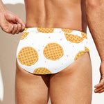 Cute Waffle Pattern Print Men's Swim Briefs