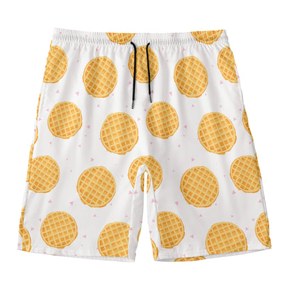 Cute Waffle Pattern Print Men's Swim Trunks