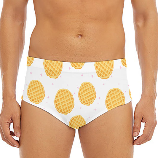 Cute Waffle Pattern Print Men's Triangle Swim Briefs