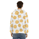 Cute Waffle Pattern Print Men's Velvet Pullover Hoodie