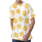 Cute Waffle Pattern Print Men's Velvet T-Shirt