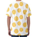 Cute Waffle Pattern Print Men's Velvet T-Shirt