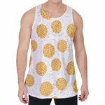 Cute Waffle Pattern Print Men's Velvet Tank Top