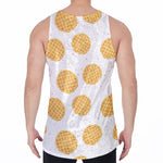 Cute Waffle Pattern Print Men's Velvet Tank Top