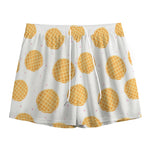 Cute Waffle Pattern Print Mesh Shorts