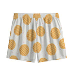 Cute Waffle Pattern Print Mesh Shorts