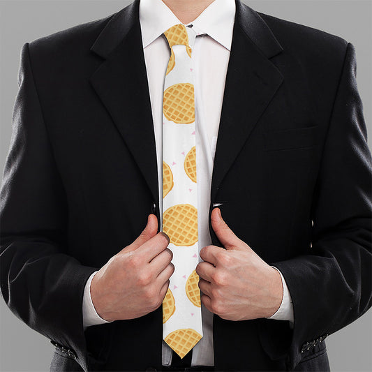 Cute Waffle Pattern Print Necktie
