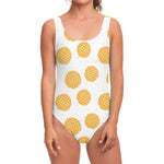 Cute Waffle Pattern Print One Piece Swimsuit