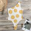 Cute Waffle Pattern Print One Shoulder Bodysuit