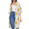 Cute Waffle Pattern Print Open Front Beach Cover Up