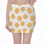 Cute Waffle Pattern Print Pencil Mini Skirt