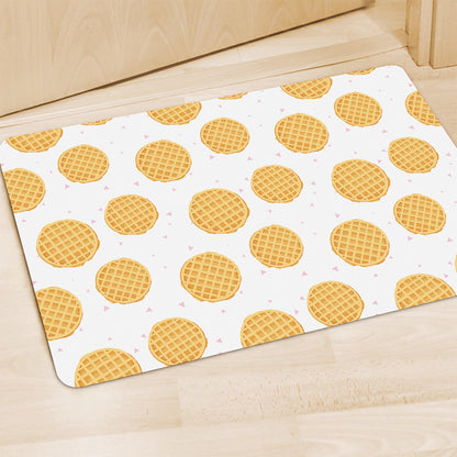 Cute Waffle Pattern Print Polyester Doormat