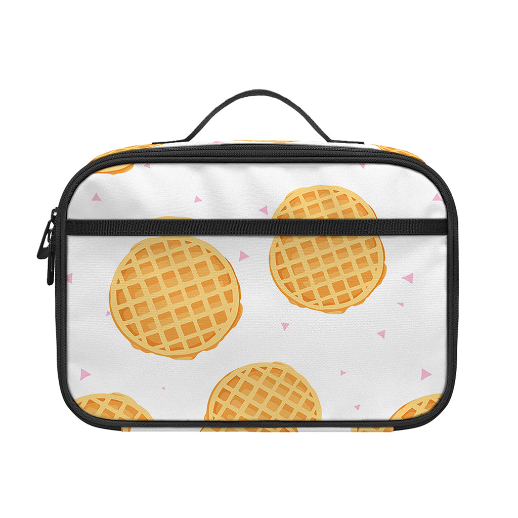 Cute Waffle Pattern Print Portable Lunch Bag