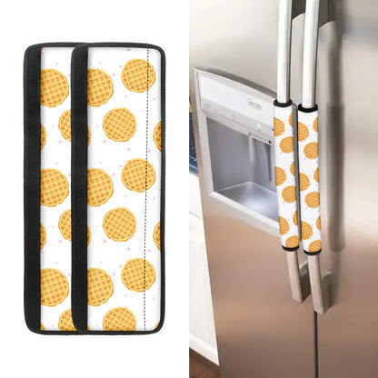 Cute Waffle Pattern Print Refrigerator Handle Covers