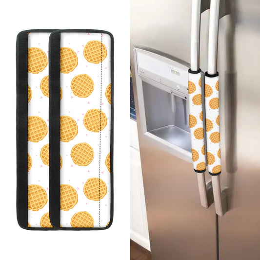Cute Waffle Pattern Print Refrigerator Handle Covers