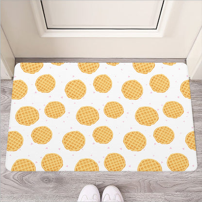 Cute Waffle Pattern Print Rubber Doormat
