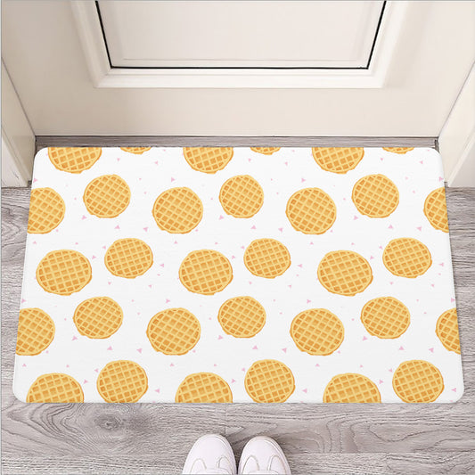 Cute Waffle Pattern Print Rubber Doormat
