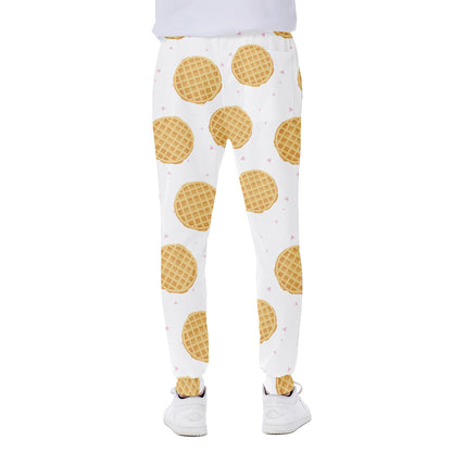 Cute Waffle Pattern Print Scuba Joggers
