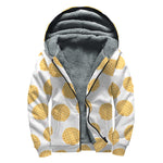 Cute Waffle Pattern Print Sherpa Lined Zip Up Hoodie