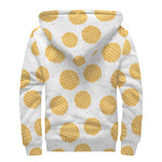 Cute Waffle Pattern Print Sherpa Lined Zip Up Hoodie