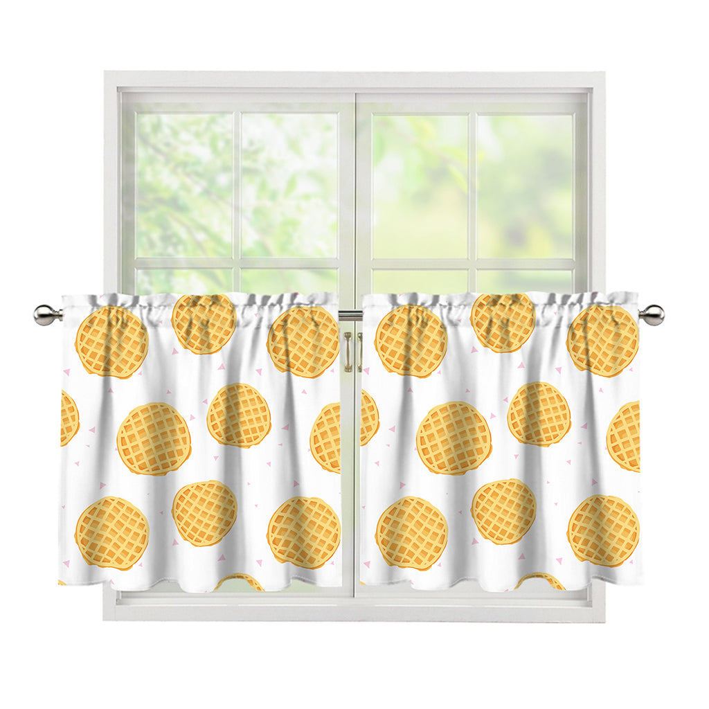 Cute Waffle Pattern Print Tier Curtains