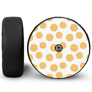 Cute Waffle Pattern Print Tire Cover With Camera Hole