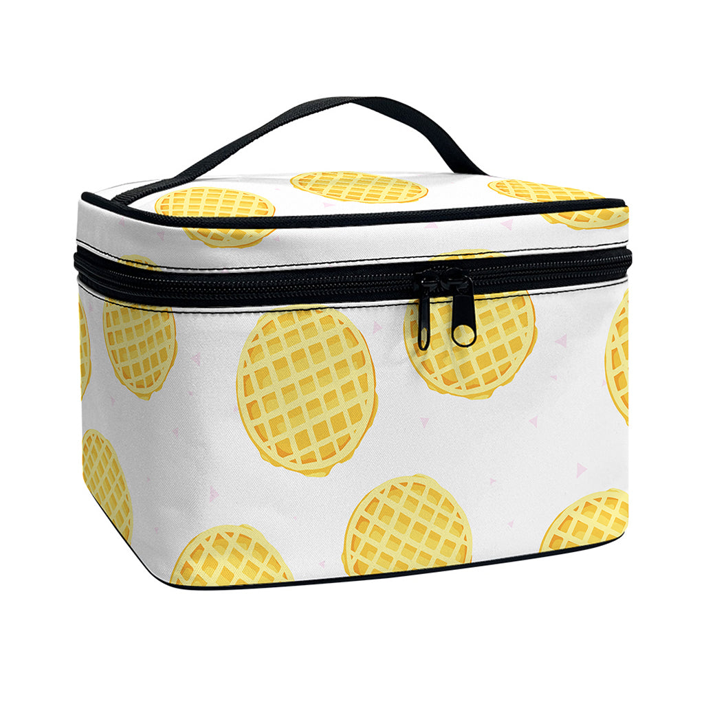Cute Waffle Pattern Print Travel Makeup Bag
