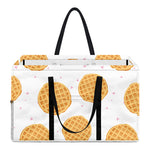 Cute Waffle Pattern Print Utility Tote Bag