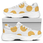 Cute Waffle Pattern Print White Chunky Shoes
