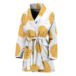 Cute Waffle Pattern Print Women's Bathrobe