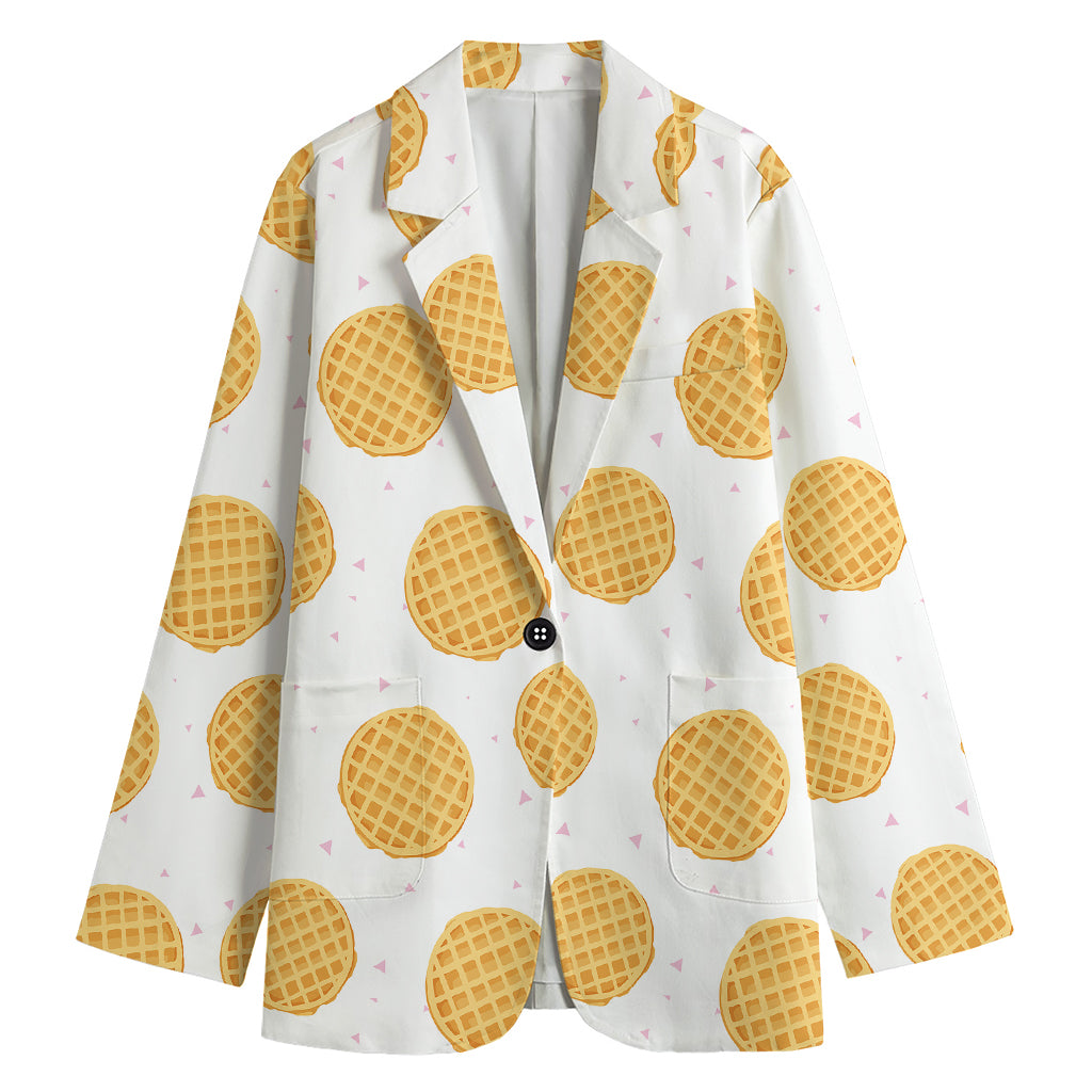 Cute Waffle Pattern Print Women's Blazer