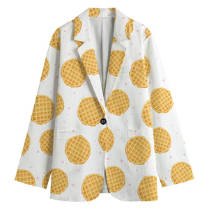 Cute Waffle Pattern Print Women's Blazer