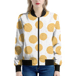 Cute Waffle Pattern Print Women's Bomber Jacket