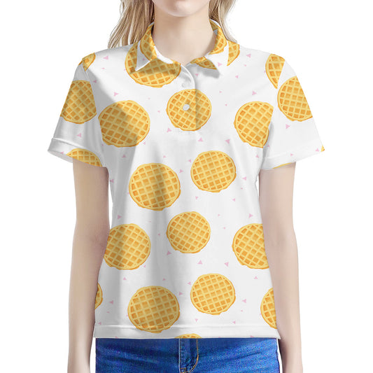 Cute Waffle Pattern Print Women's Polo Shirt