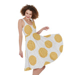 Cute Waffle Pattern Print Women's Sleeveless Dress