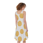 Cute Waffle Pattern Print Women's Sleeveless Dress