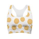 Cute Waffle Pattern Print Women's Sports Bra