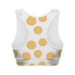 Cute Waffle Pattern Print Women's Sports Bra
