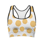 Cute Waffle Pattern Print Women's Sports Bra