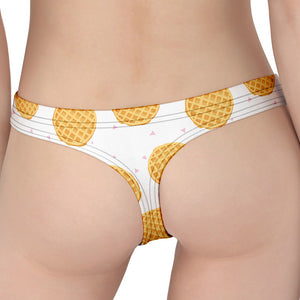 Cute Waffle Pattern Print Women's Thong