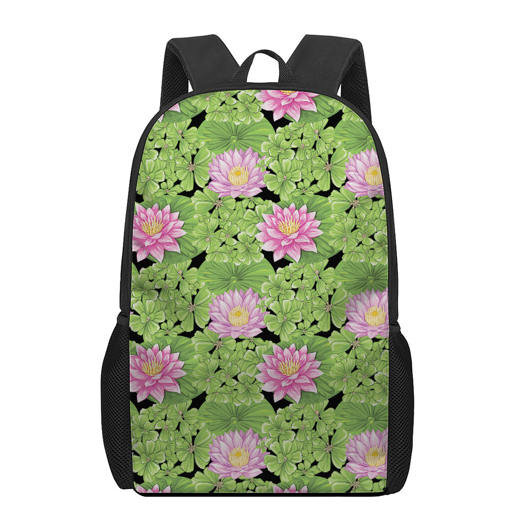 Cute Water Lily Pattern Print 17 Inch Backpack