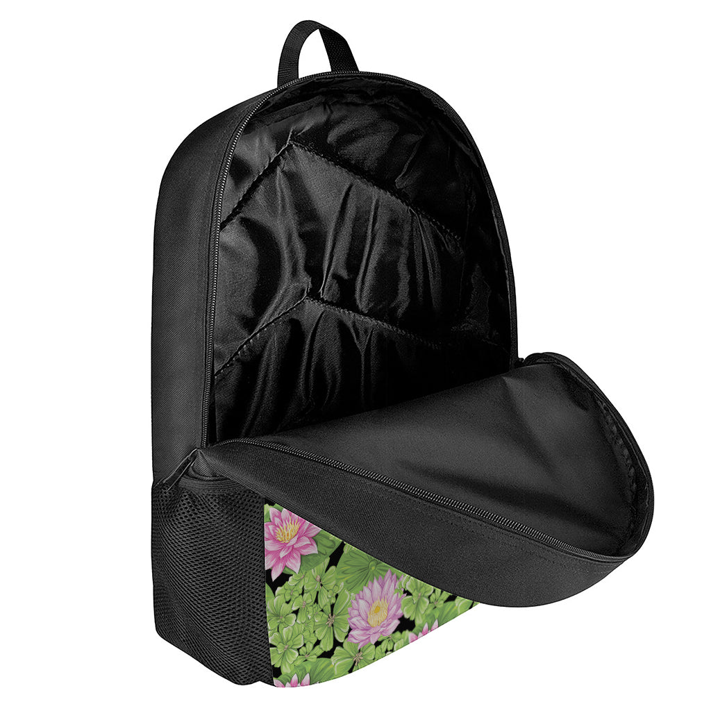 Cute Water Lily Pattern Print 17 Inch Backpack