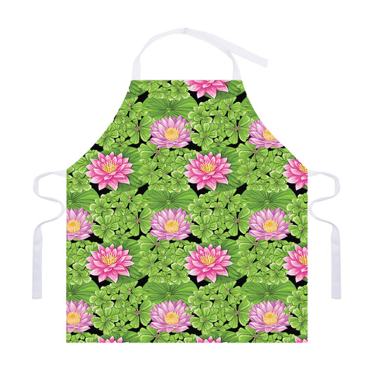 Cute Water Lily Pattern Print Adjustable Apron