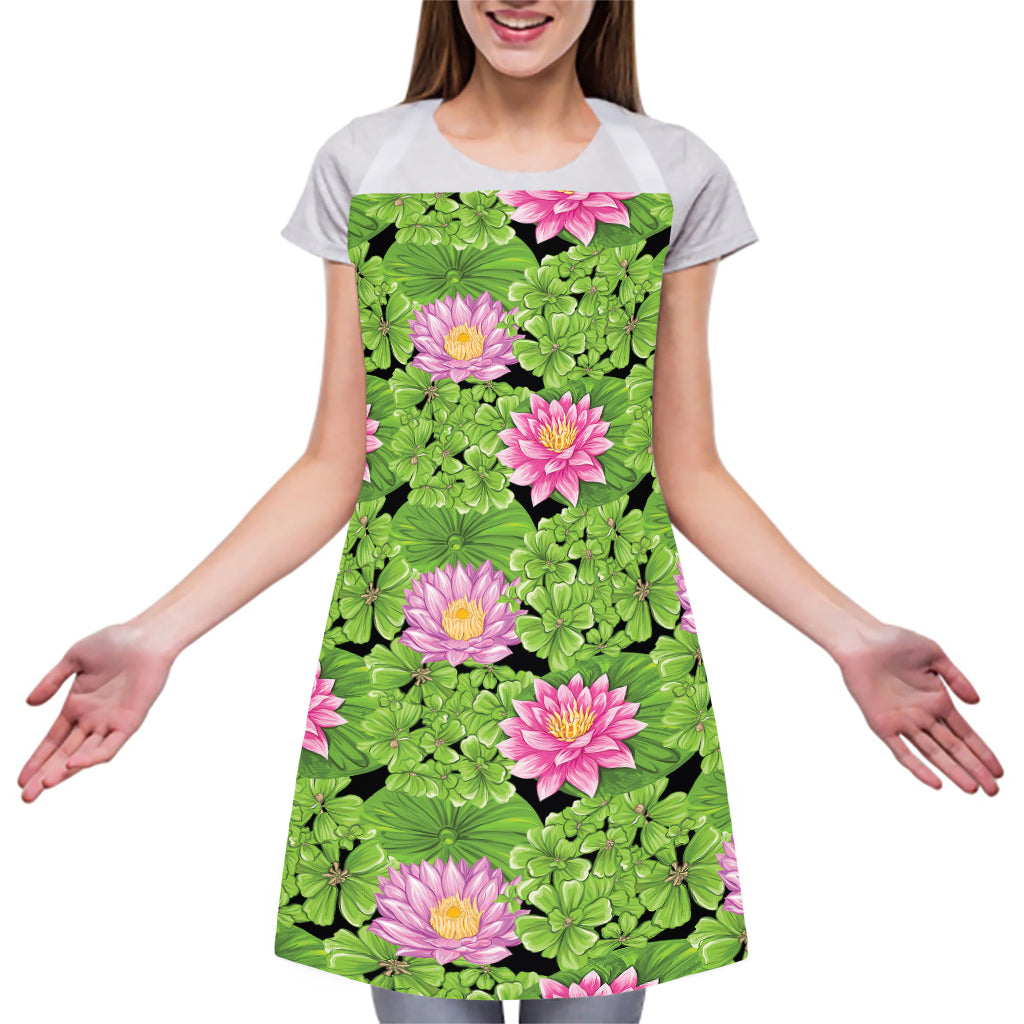Cute Water Lily Pattern Print Adjustable Apron